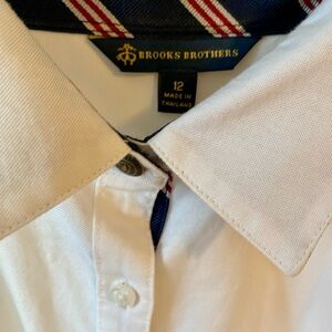 White Brooks Brothers Women’s Button-Up Shirt- with Striped Accents